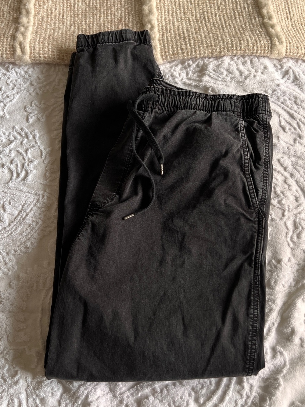 Men's Tall Next Level Flex Joggers Black Elastic Waist Drawstring Pants Cotton
